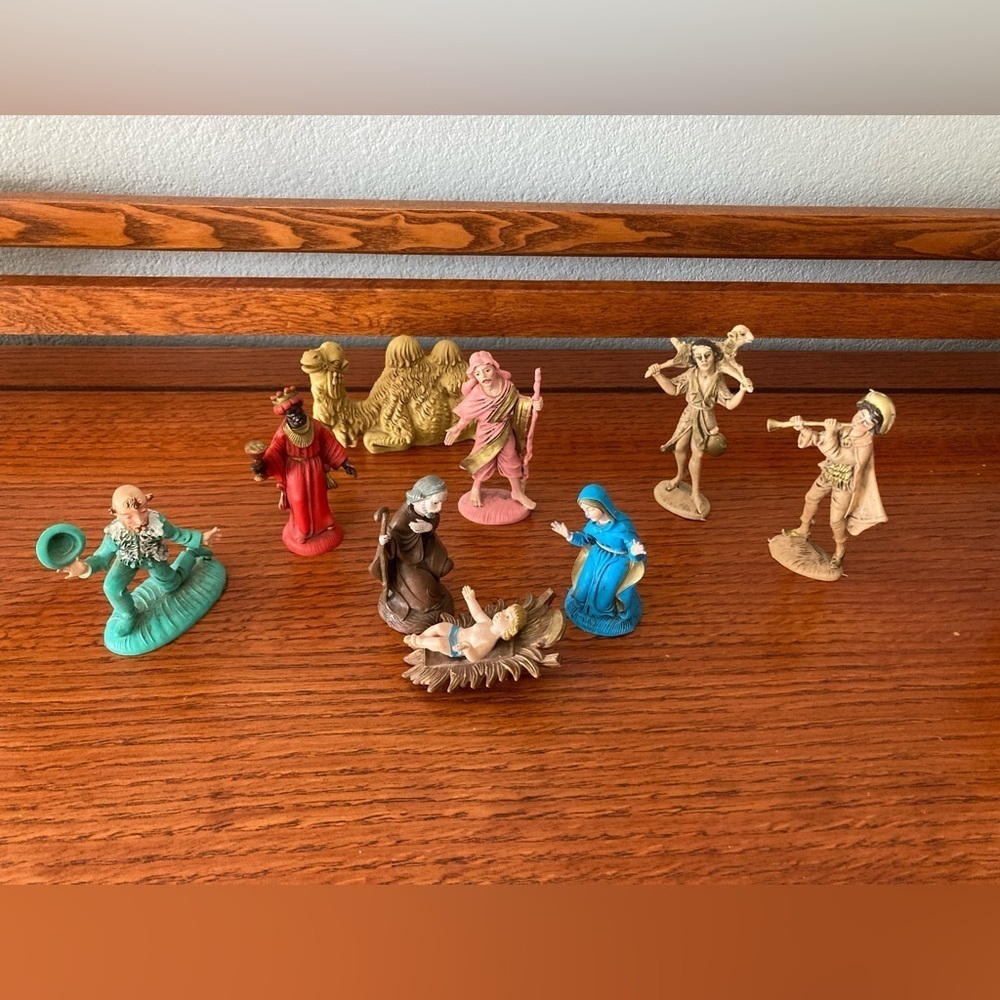 Vintage Nativity Scene 9 Pc Made In Italy